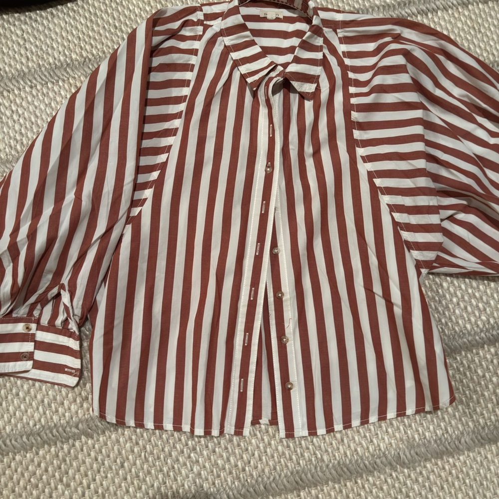 Pilcro Bailey Red and White Striped Shirt - Picture 8 of 9